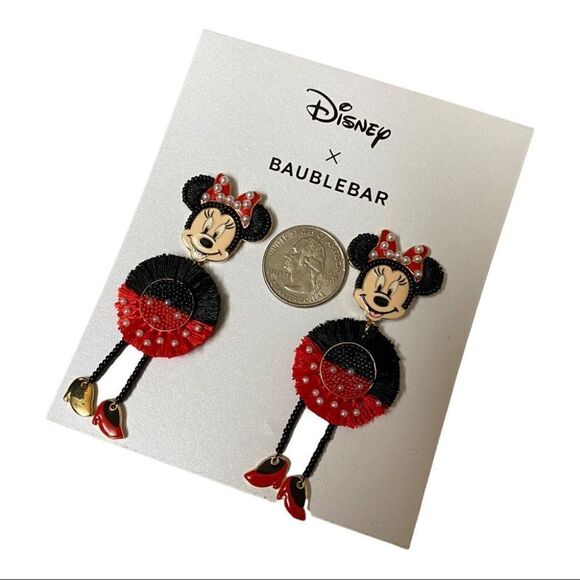 Disney x Baublebar Dangle Earrings Mickey / Minnie Body Fringe Ears Gift Holiday - Picture 13 of 15